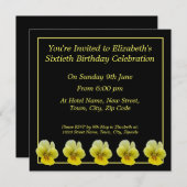 Gele bloem 60e verjaardag Uitnodigingen (Voorkant / Achterkant)