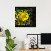 gele bloem achter ramen poster (Thuiskantoor)