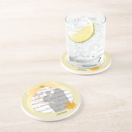 Gele Bloem Achtervolger Zandsteen Onderzetter (Zijkant)