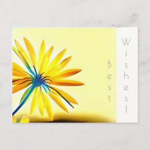 Gele bloem Beste Wensen Ansichtkaart Briefkaart