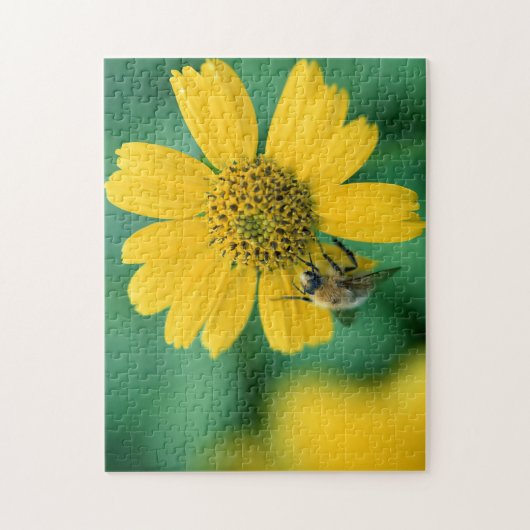 Gele bloem/bijenpuzzel legpuzzel (Verticaal)