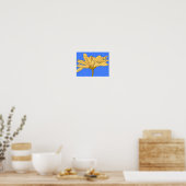 Gele bloem, blauw en geel poster (Keuken)