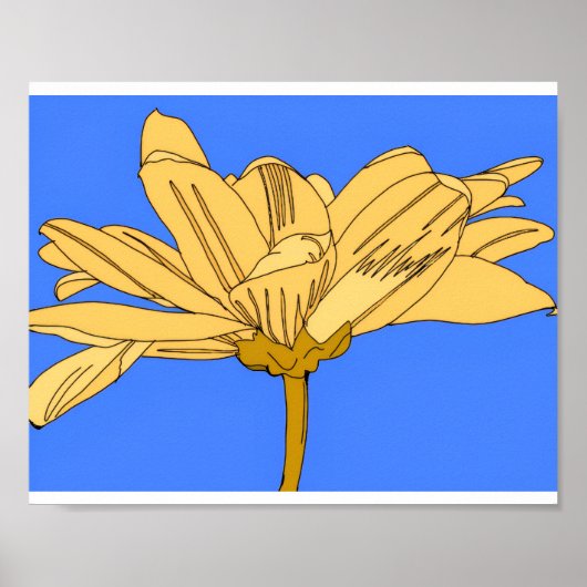 Gele bloem, blauw en geel poster (Voorkant)