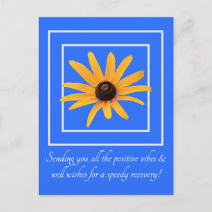 Gele Bloem Blauwe Helder Inspirerende Beterschap Briefkaart