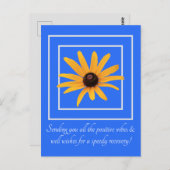 Gele Bloem Blauwe Helder Inspirerende Beterschap Briefkaart (Voorkant / Achterkant)