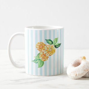 Gele bloem blauwe streep koffiemok