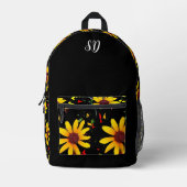 Gele Bloem Bloemige Monogram  Bedrukte Rugzak (Voorkant)