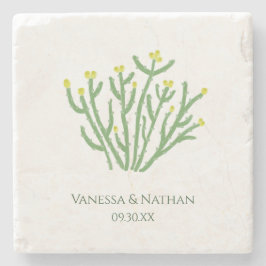 Gele Bloem Cholla Cactus Wedding Favoriet Stenen Onderzetter