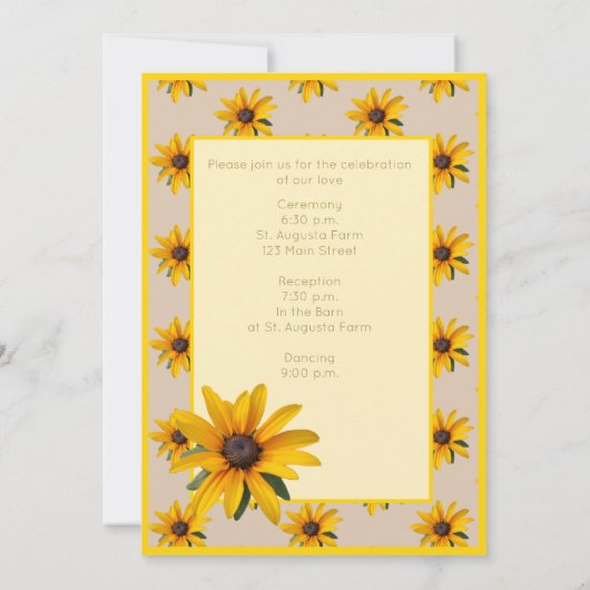 Gele Bloem Eenvoudige Bruiloft Kaart (Achterkant)