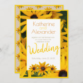 Gele Bloem Eenvoudige Bruiloft Kaart (Voorkant / Achterkant)