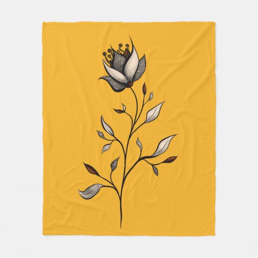Gele bloem Elegant Stijlvol Abstract Fleece Deken (Voorkant)