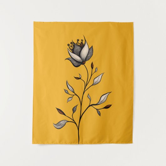 Gele bloem Elegant Stijlvol Abstract Wandkleed (Voorkant)