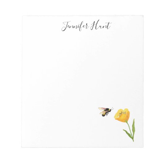 gele bloem en bij illustratie notitieblok (Voorkant)