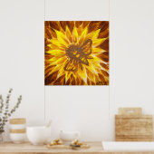 Gele bloem en bij poster (Keuken)