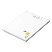 gele bloem en bijenillustratie notitieblok (Linkerzijde)