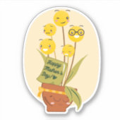 Gele bloem en Plant van mama Sticker (Voorkant)
