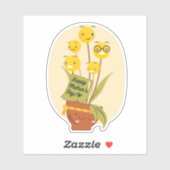 Gele bloem en Plant van mama Sticker (Vel)