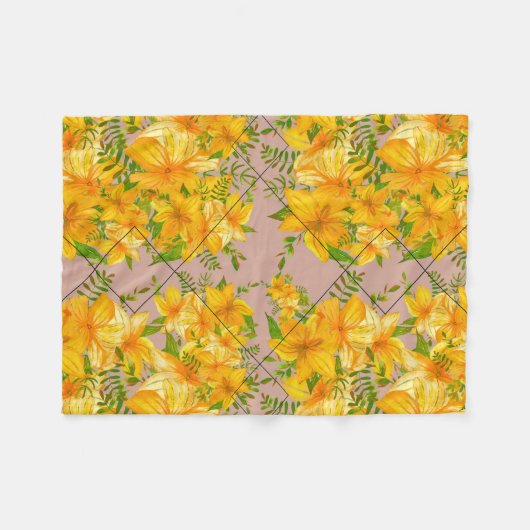 Gele bloem fleece deken (Voorkant (Horizontaal))