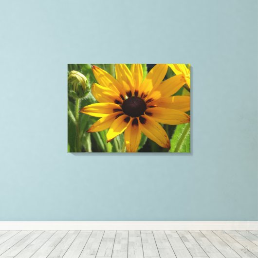 Gele Bloem Foto Acryl Wandkunst Canvas Afdruk (Insitu (Houten vloer))