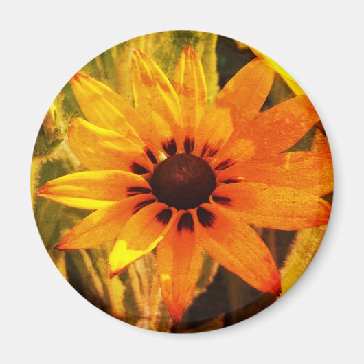 Gele Bloem Foto Ronde Magneet (Voorkant)