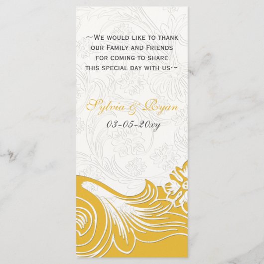 gele bloem Gepersonaliseerde Menu kaarten (Achterkant)