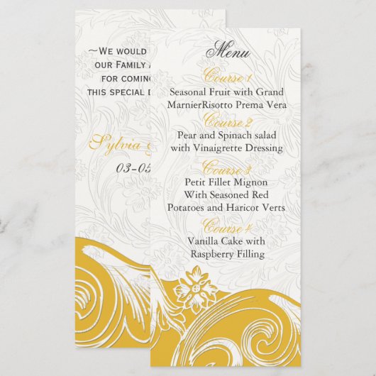 gele bloem Gepersonaliseerde Menu kaarten (Voorkant / Achterkant)