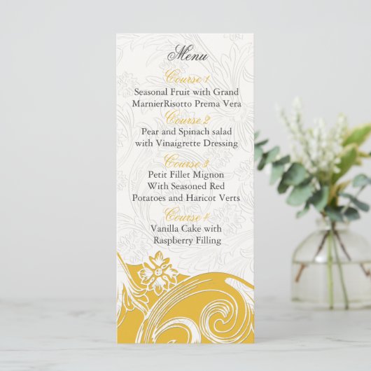 gele bloem Gepersonaliseerde Menu kaarten (Staand voorkant)