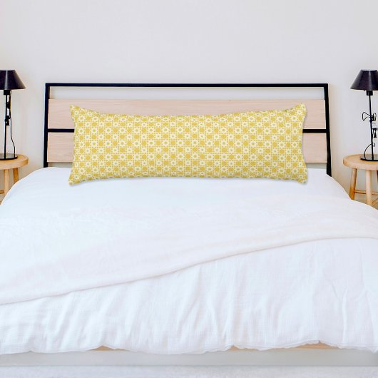 Gele bloem geruite patroon body pillow lichaamskussen