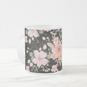 gele bloem glittersmok , bloem sparkle esthetisch matglas koffiemok