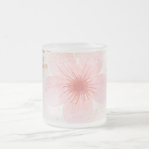 gele bloem glittersmok , bloem sparkle esthetisch matglas koffiemok