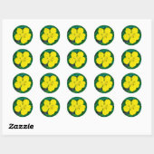 Gele bloem – Groene achtergrond Macro Foto Ronde Sticker (Vel)