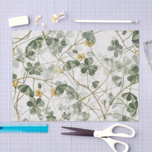 Gele bloem groene klaver ontkoppeling tissuepapier (Craft)