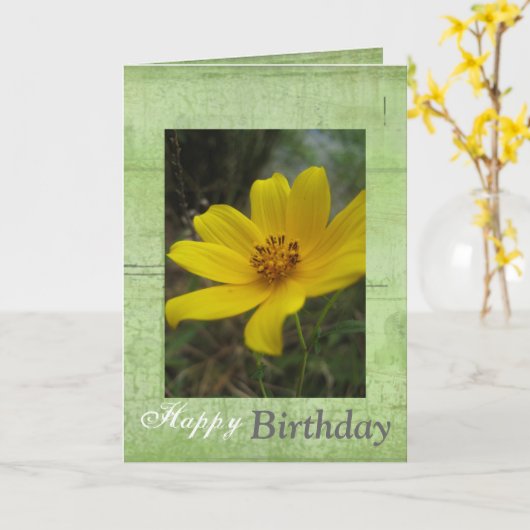 Gele bloem Happy Birthday kaart (Gele Bloem)