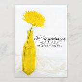 Gele bloem in vaas begrafenis herdenkingsdienst programmakaart (Voorkant)