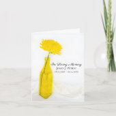 Gele bloem in vaas begrafenis sympathie bedankkaart (Voorkant)