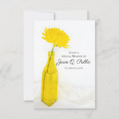 Gele Bloem In Vaas Deel Een Herinneringsbegrafenis Notitiekaartje (Voorkant)