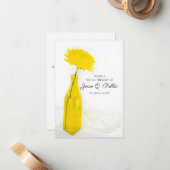 Gele Bloem In Vaas Deel Een Herinneringsbegrafenis Notitiekaartje (Voorkant / Achterkant in situ)