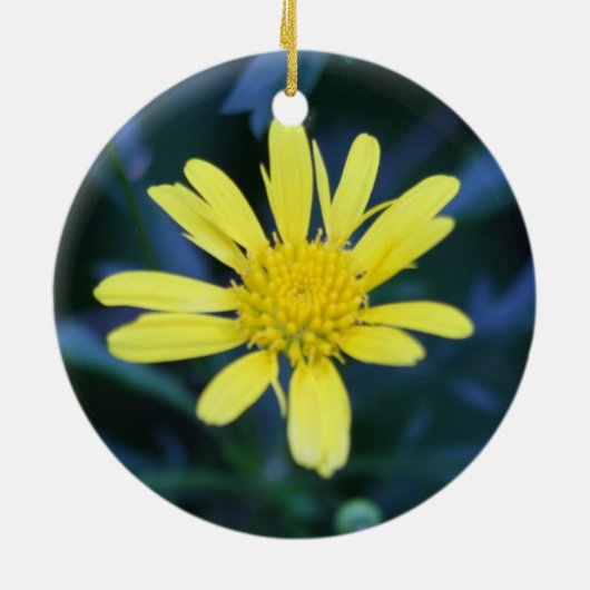 gele bloem keramisch ornament (Achterkant)