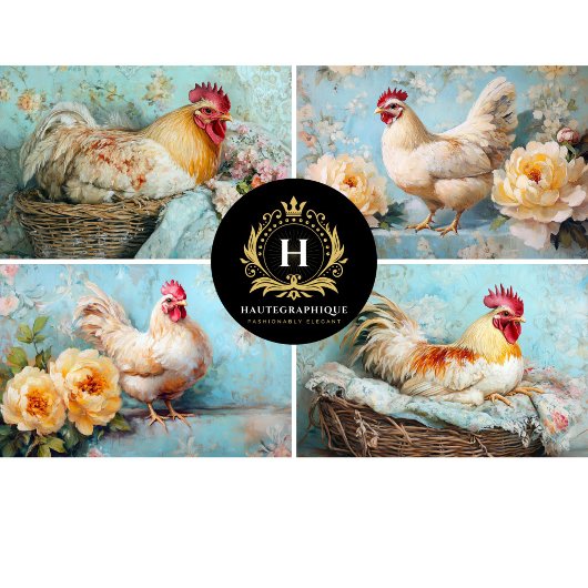 Gele Bloem Kip Collage Decoupage Tissuepapier