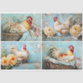 Gele Bloem Kip Collage Decoupage Tissuepapier (Voorkant)
