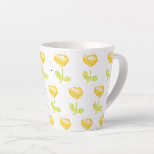Gele Bloem Latte Mok (Rechterhoek)