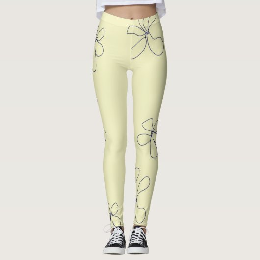 gele bloem leggingen leggings (Voorkant)