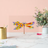 Gele Bloem Libel Acryl Bord (Huwelijk)