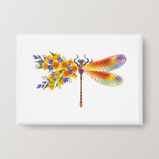 Gele Bloem Libel Button (Voorkant)