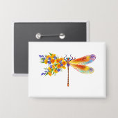 Gele Bloem Libel Button (Voorkant / Achterkant)