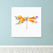 Gele Bloem Libel Canvas Afdruk (Insitu (Houten vloer))