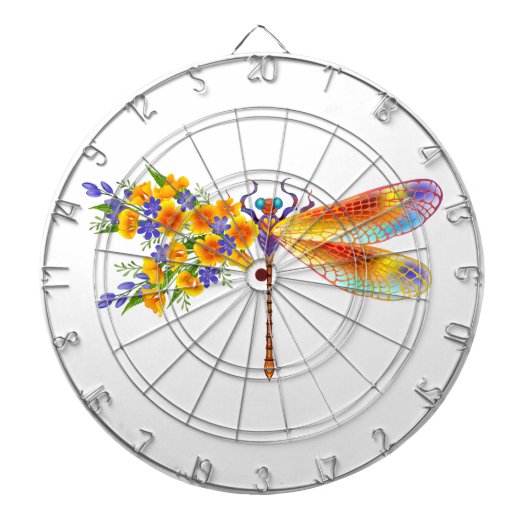 Gele Bloem Libel Dartbord (Voorkant)