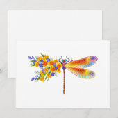 Gele Bloem Libel Feestdagenkaart (Voorkant / Achterkant)