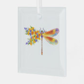Gele Bloem Libel Glas Ornament (Voorkant links)