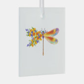 Gele Bloem Libel Glas Ornament (Voorkant Rechts)